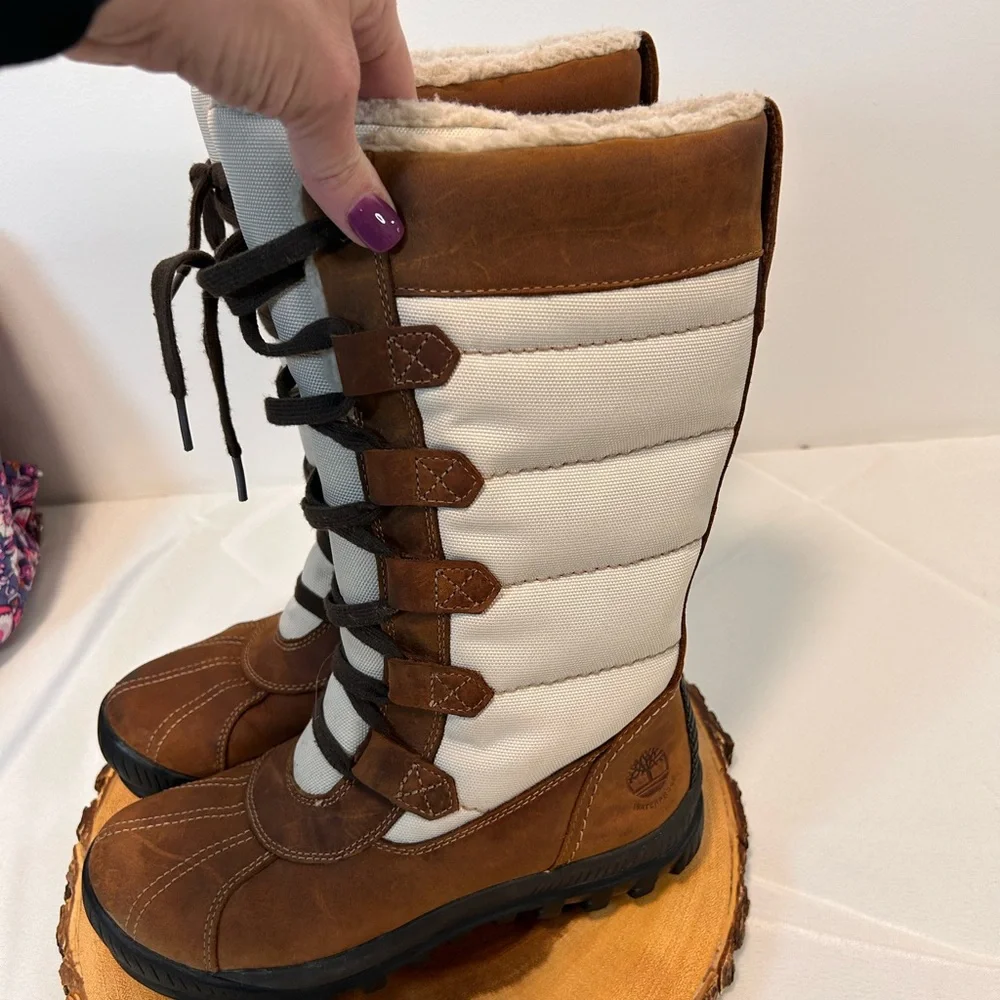Timberland Women's Mount Hayes Tall‎ Waterproof Brown Snow Boots Size 7
